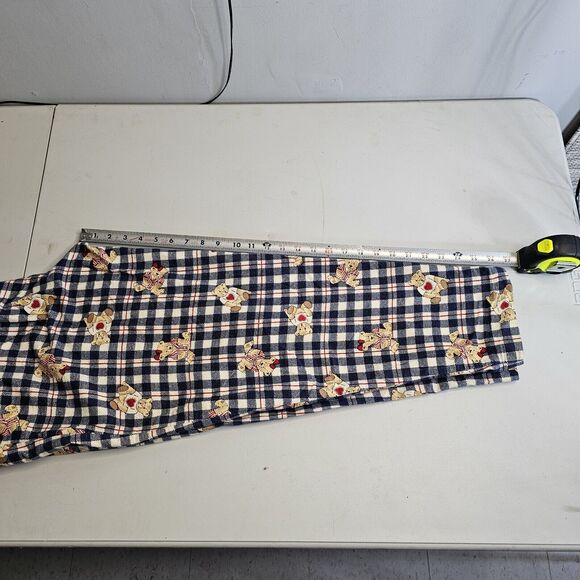 Kathy Ireland Jumpsuit Womens Medium Cotton Flannel Teddy Bear Check Plaid Cozy - Picture 10 of 15